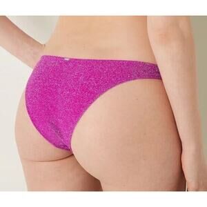 Victoria Secret Swim BRAZILIAN Bikini Bottom Shimmer Dahlia Magenta Size Small